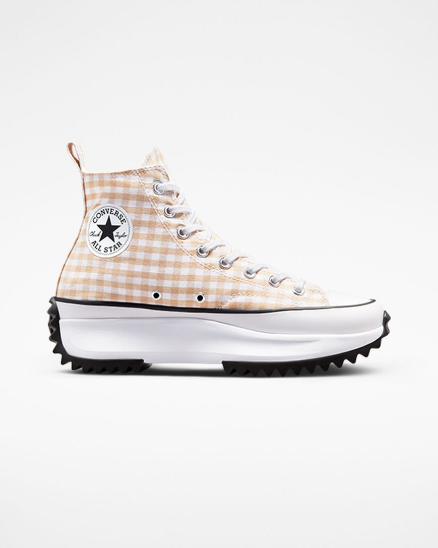 Pánské Boty Na Platformy Converse Run Star Hike Gingham Vysoké Béžový Bílé Černé | CZ BUWR25